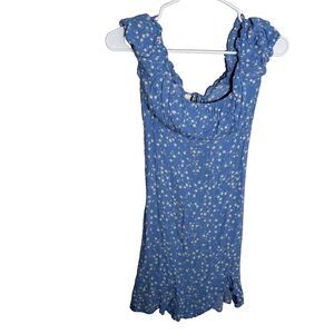 Love Tree Mini Dress Women's Medium Blue Sleeveless Ruffle Casual Summer
